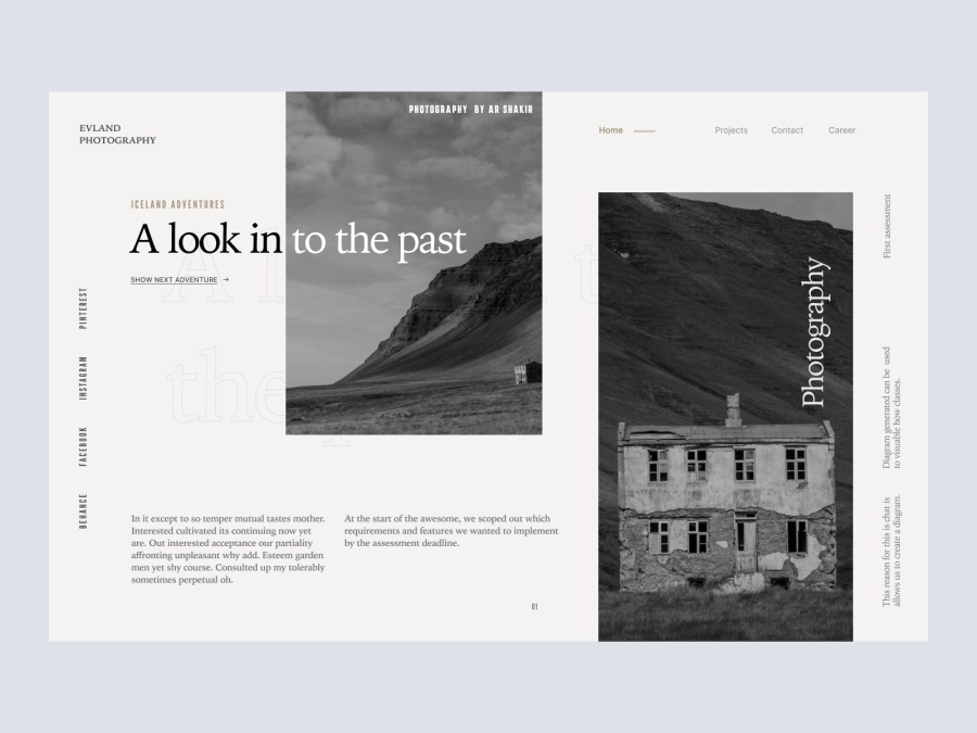 Download EVLAND - Photographer Website Header for Figma and Adobe XD