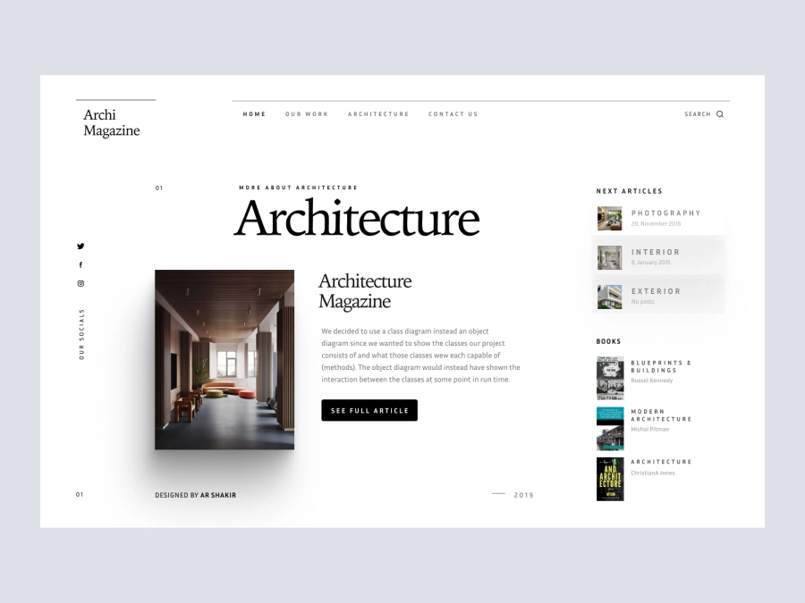 Download Archi Magazine - Hero Design for Modern architecture Magazine for Figma and Adobe XD