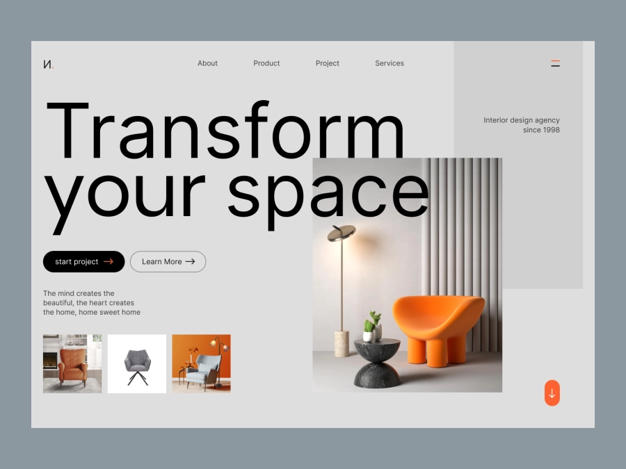 Download Hero Section Design for Furniture Website for Figma and Adobe XD
