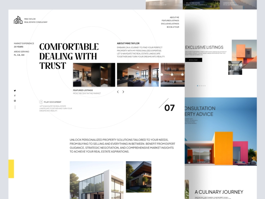 Download Mike Taylor - The Real Estate Consultant Minimal Website Design for Figma and Adobe XD