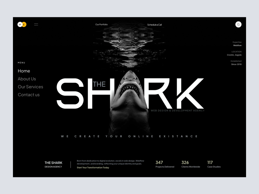Download TheShark - Design Agency Website Design Hero Concept for Figma and Adobe XD