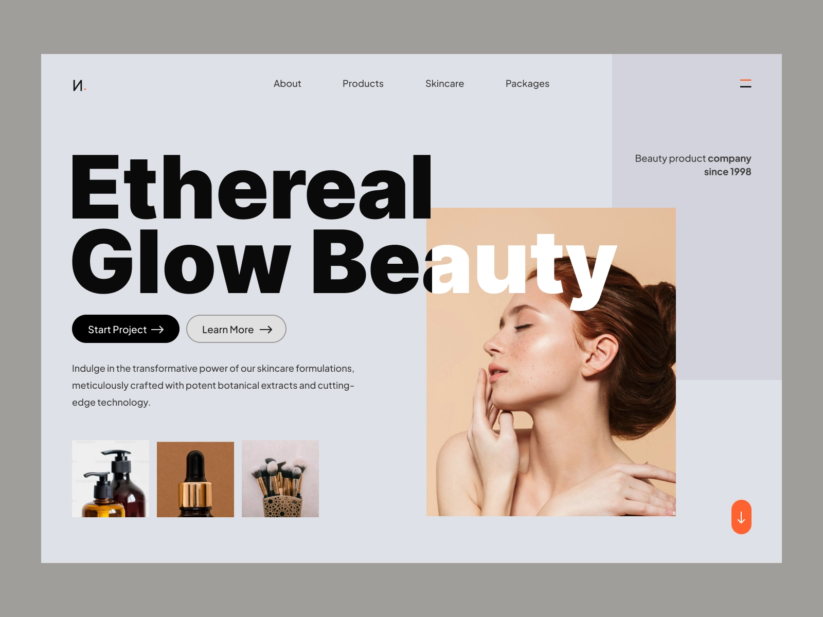 Ethereal Glow Beauty - Minimal Store Design for Cosmetics for Shopify and Woocommerce for Figma and Adobe XD - screen 1