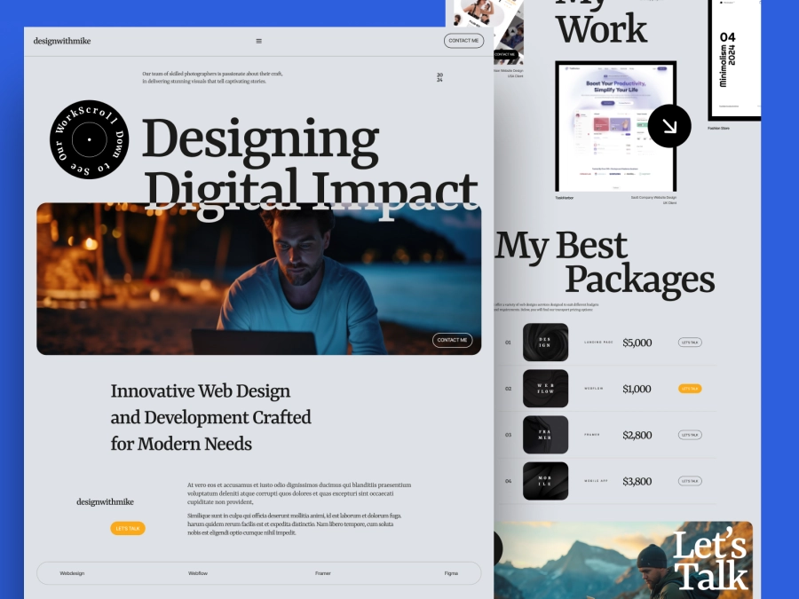 Download DesignWithMike - Freelancer Portfolio Website Design for Figma and Adobe XD