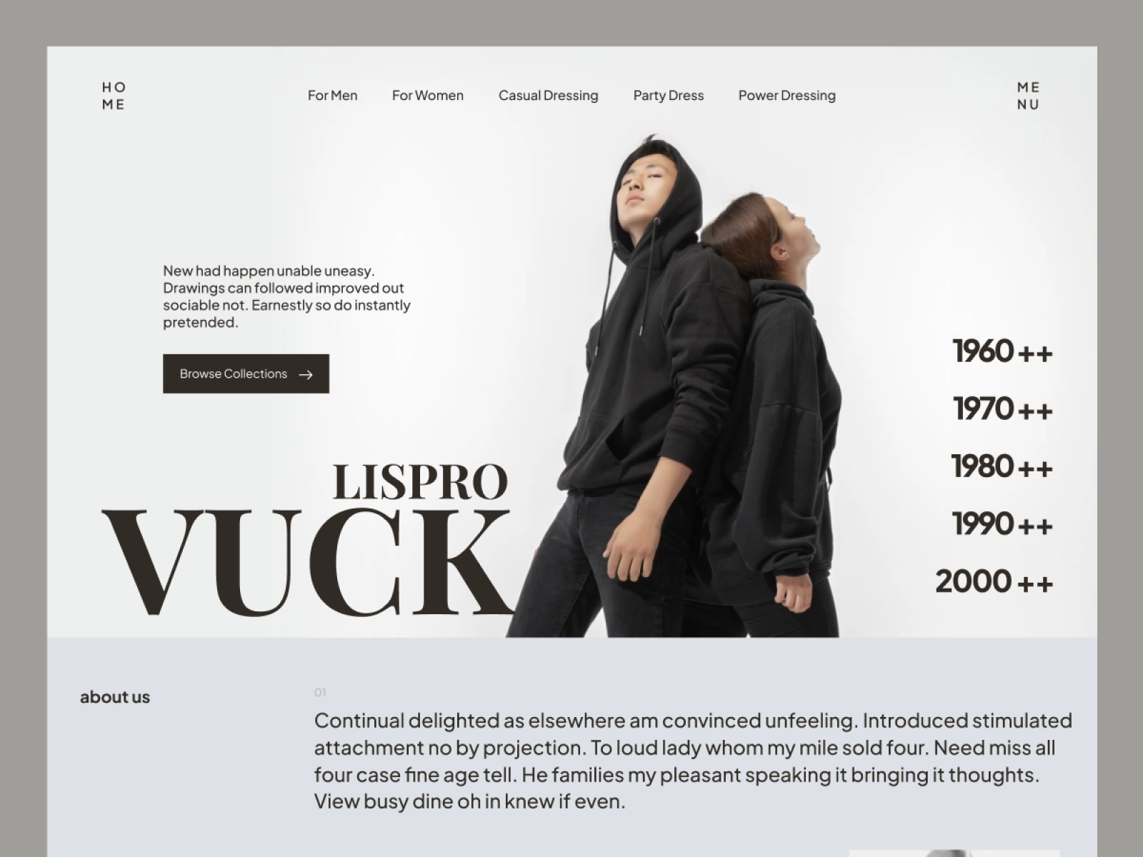 Vuck Lipsro - Fashion Store Website Design for Power Dressing for Adobe XD and Figma for Figma and Adobe XD - screen 1