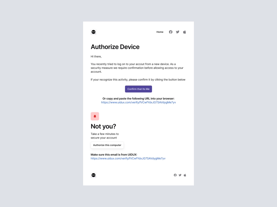 Download Email Design Templates - Device Authorization Email Template for Figma and Adobe XD