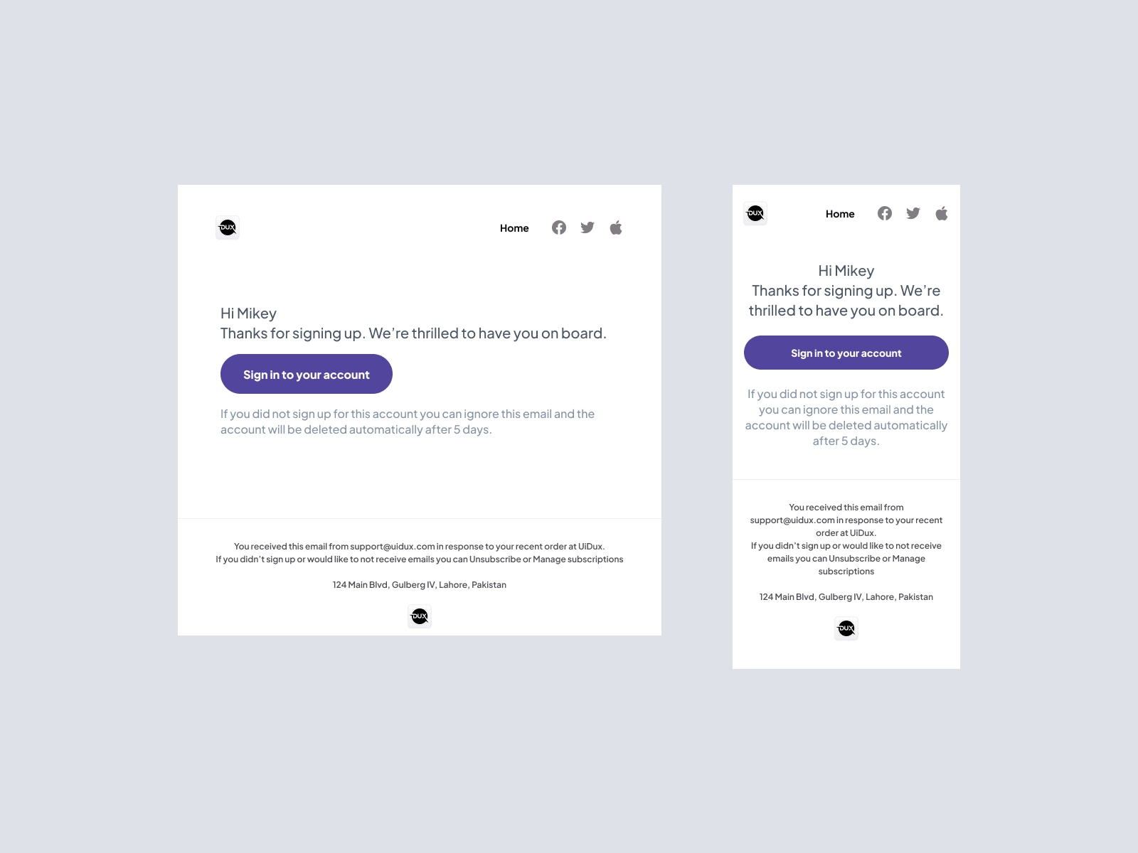 Email Design Templates - Welcome Email Design for Figma and Adobe XD - screen 1