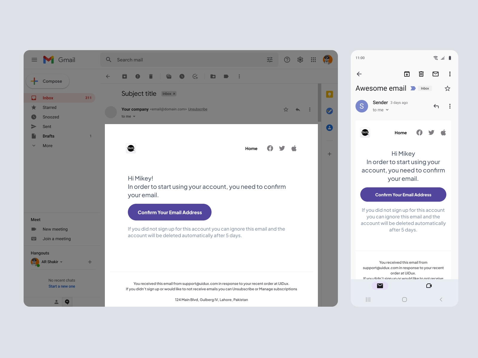 Email Design Templates - Verify Email Design for Figma and Adobe XD - screen 1