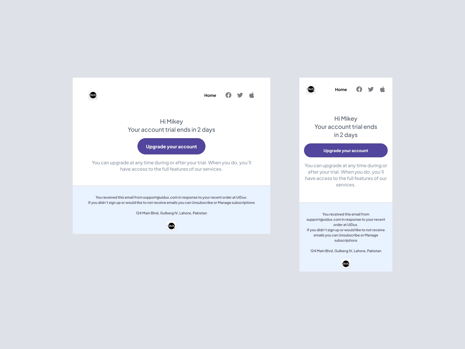 Email Design Templates - Trail Ending Soon Email Template Design for Figma and Adobe XD - screen 1
