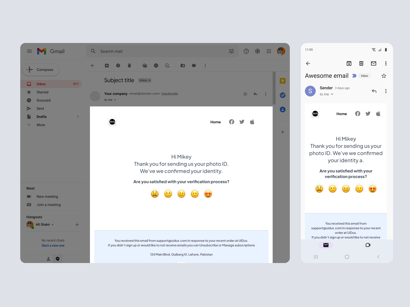 Email Design Templates - Survey/Feedback Email Design for Figma and Adobe XD - screen 1