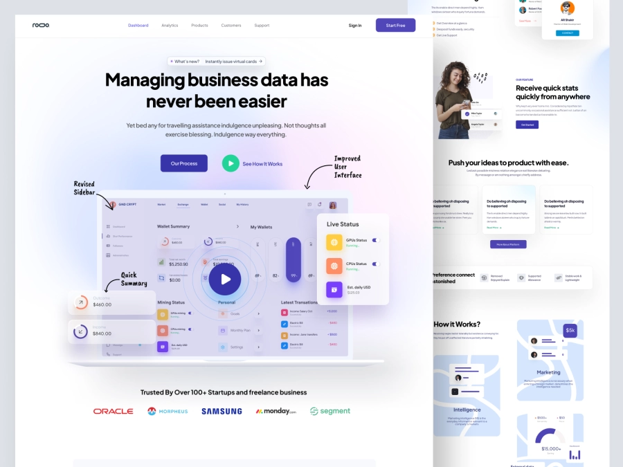 Download Roqo - SaaS Product Landing Page for AI Product for Figma and Adobe XD