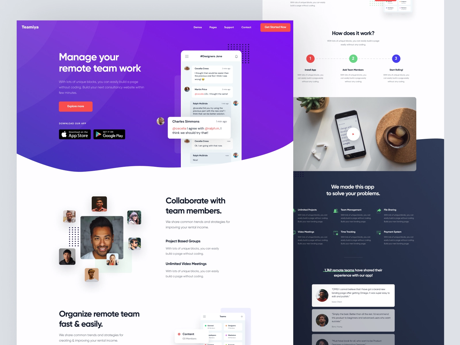 Teamiya - Mobile App Landing Page - Full Page