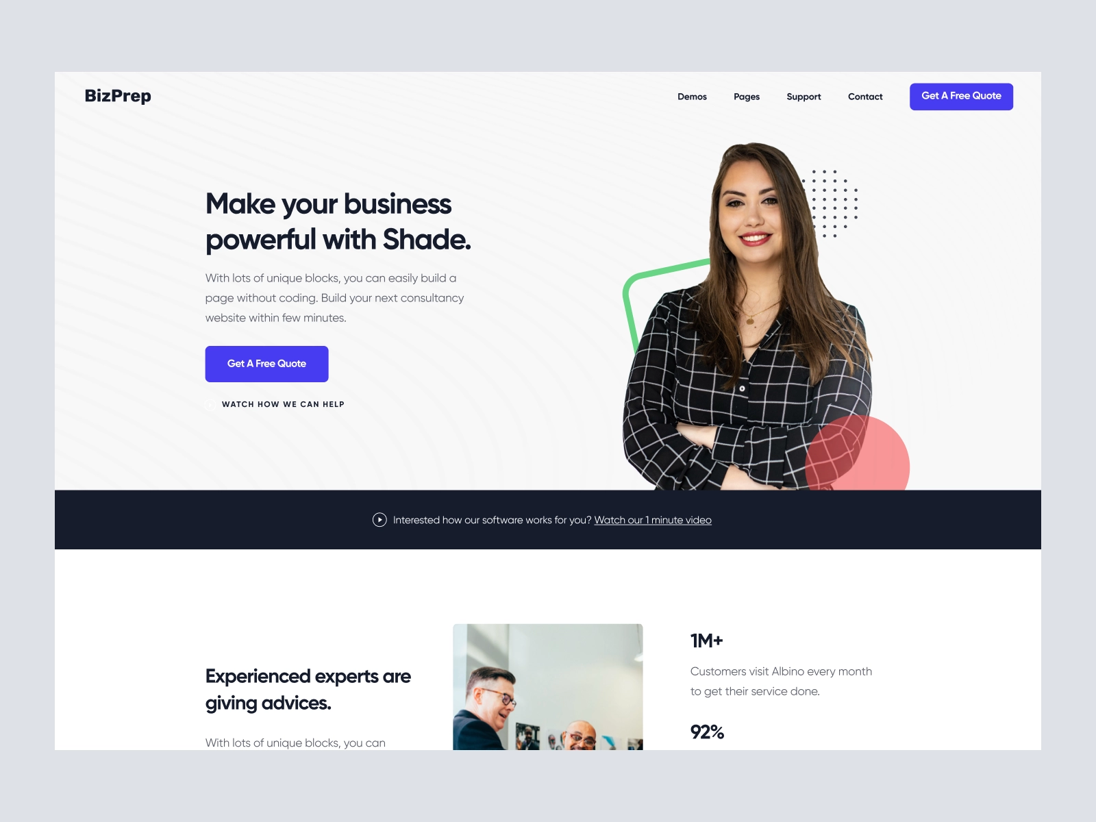 BizPrep - B2B Consultation Company Website Design for Figma and Adobe XD - screen 1