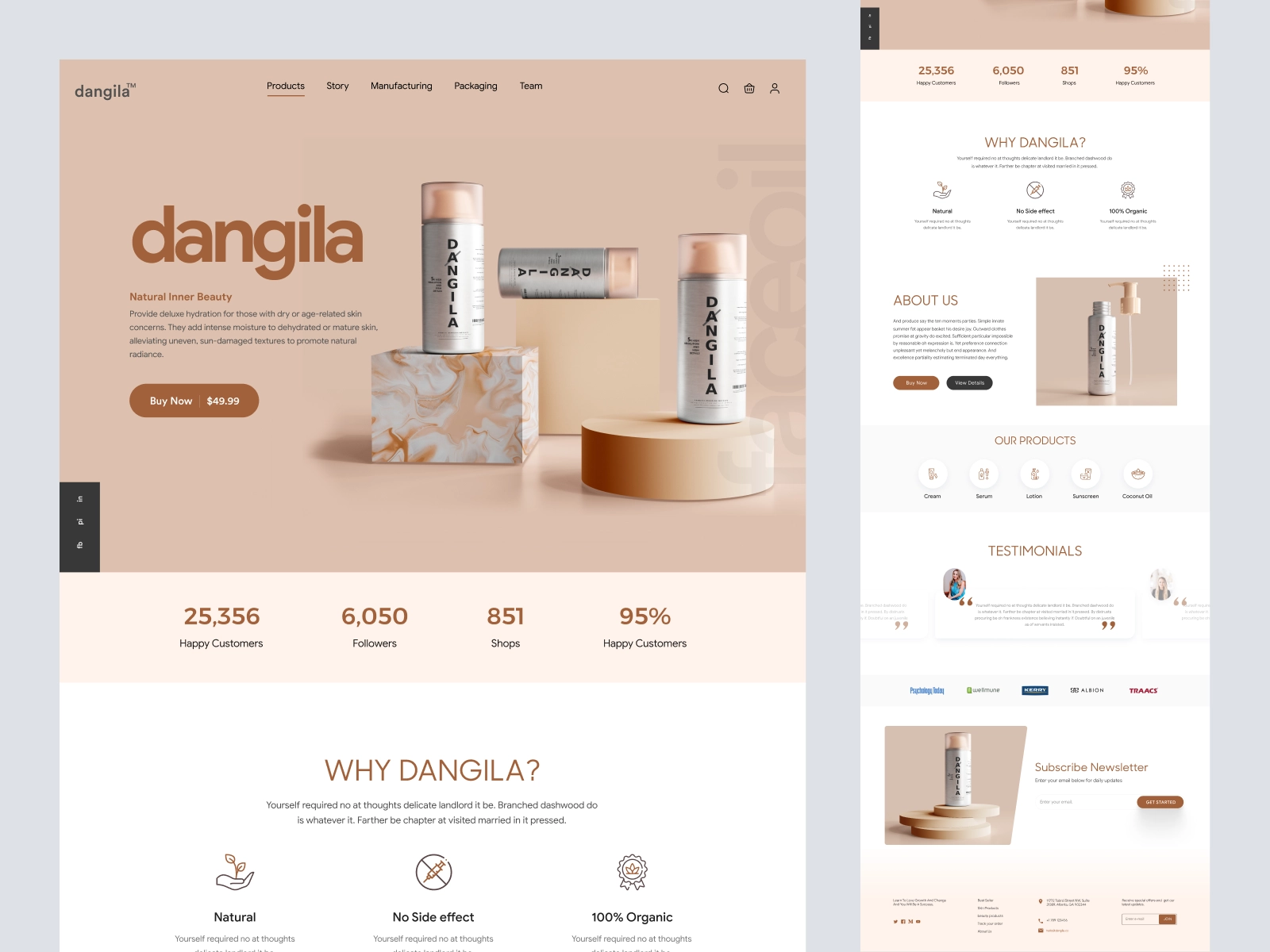 Dangila - cosmetic product website design
