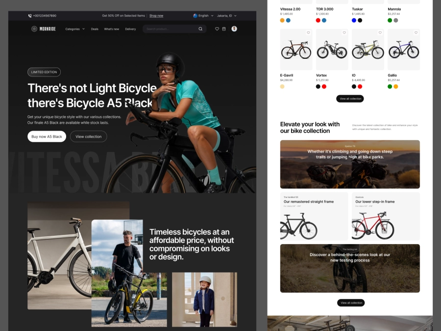 Download Mornride - Bike Marketplace Landing page Design for Figma and Adobe XD