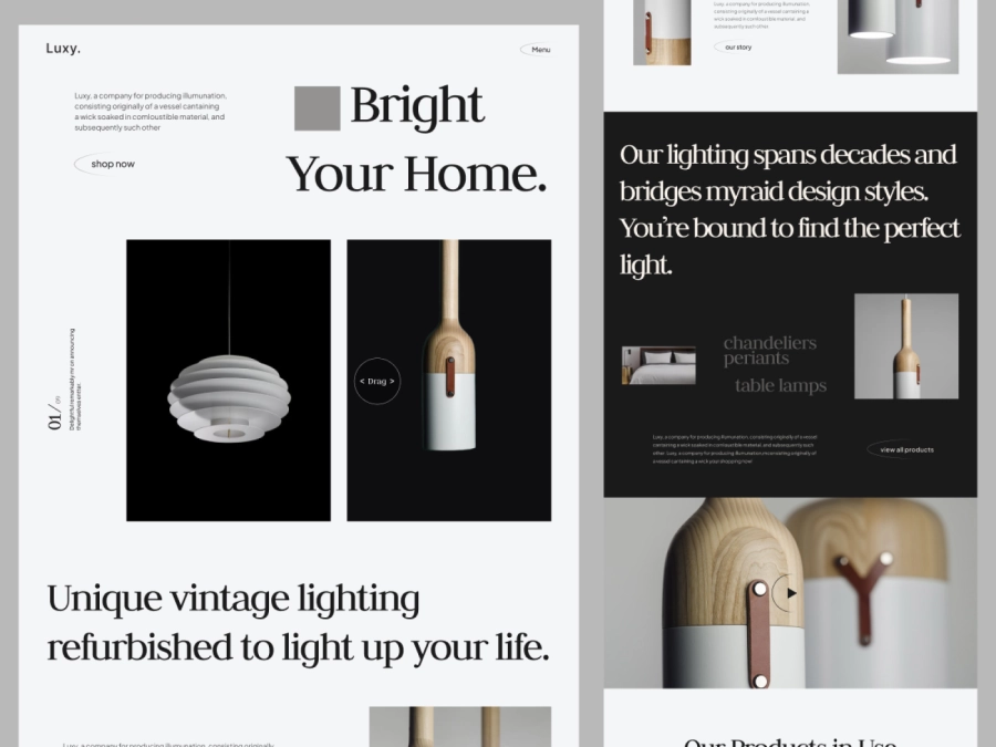 Download Luxy Home Decoration Landing Page Design for Figma and Adobe XD