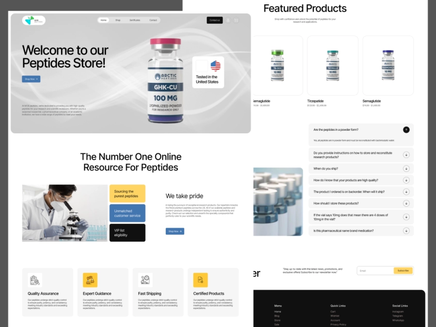 Download Artic Peptides Landing Page Design for Figma and Adobe XD