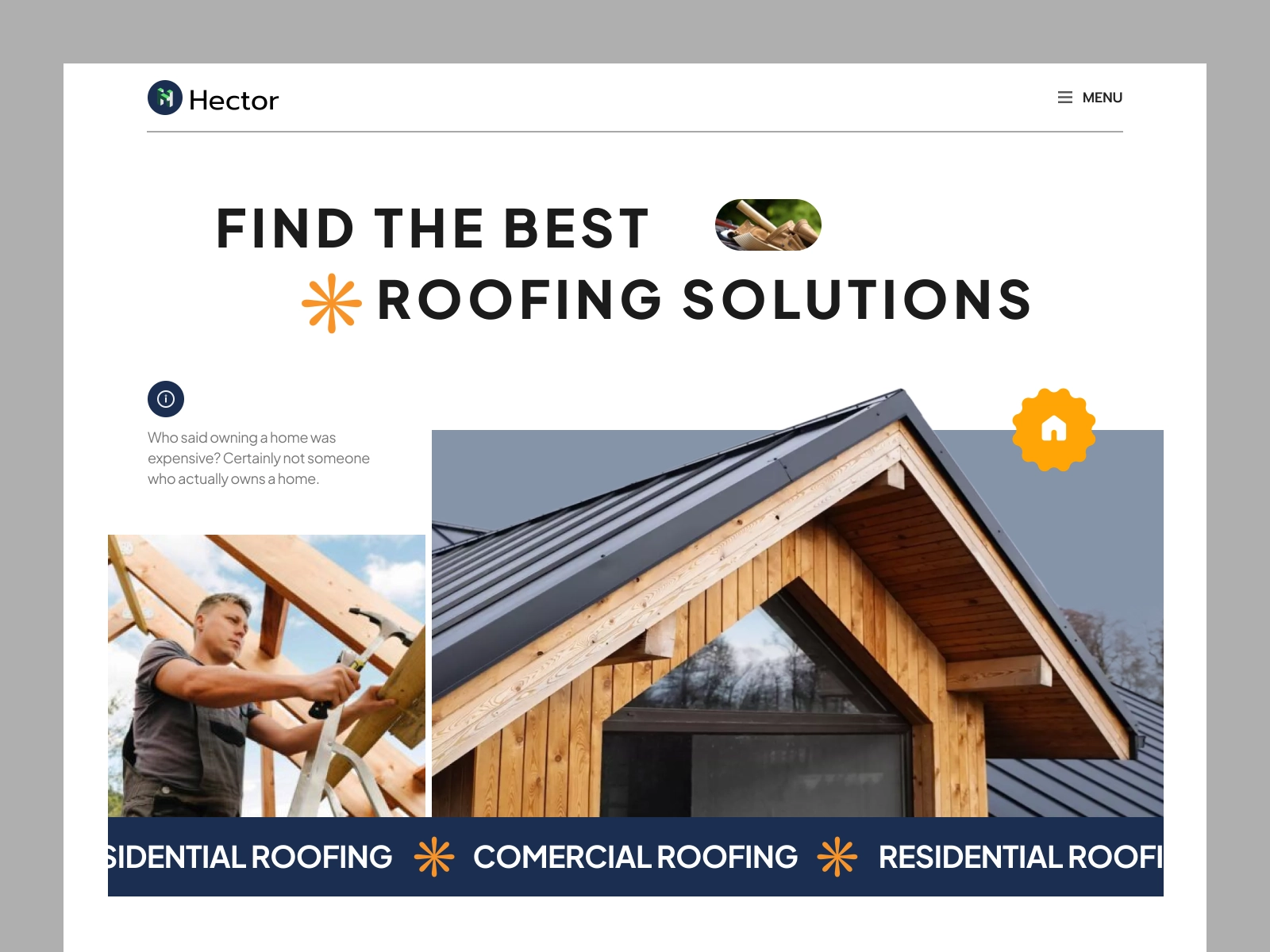 Hector Roofing Solutions Landing Page Design for Figma and Adobe XD - screen 1