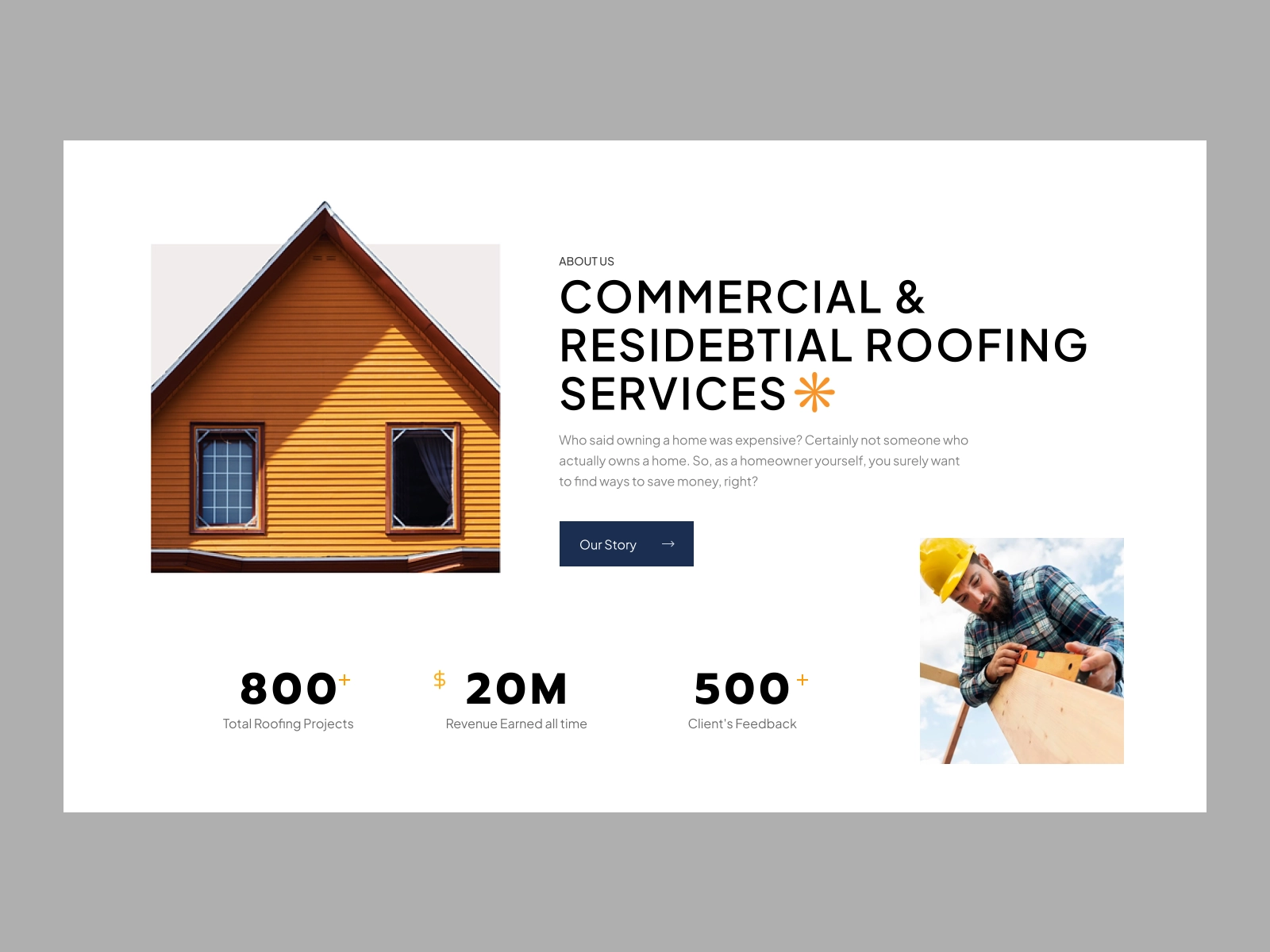 Hector Roofing Solutions Landing Page Design for Figma and Adobe XD - screen 3