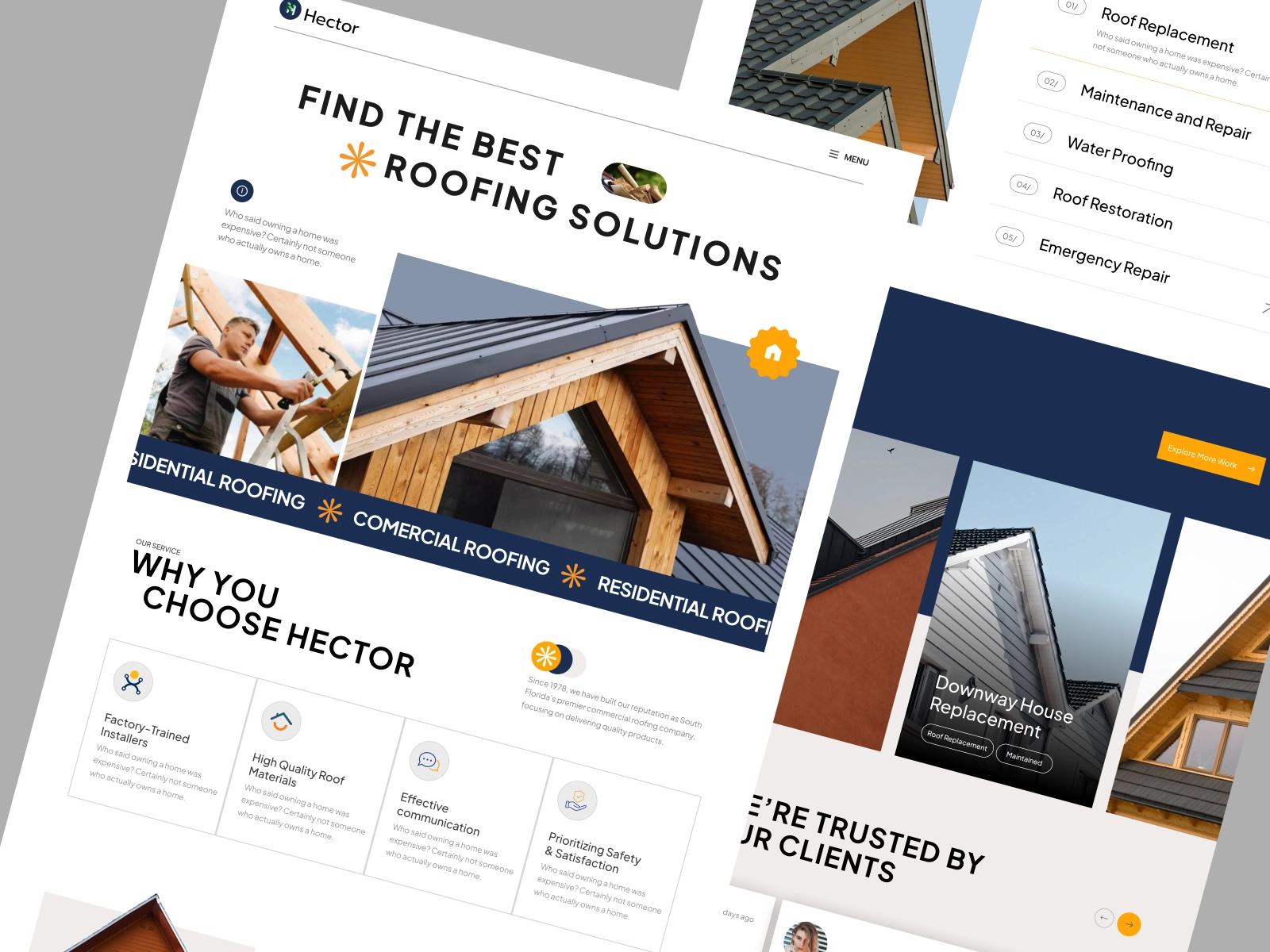 Hector Roofing Solutions Landing Page Design for Figma and Adobe XD - screen 2