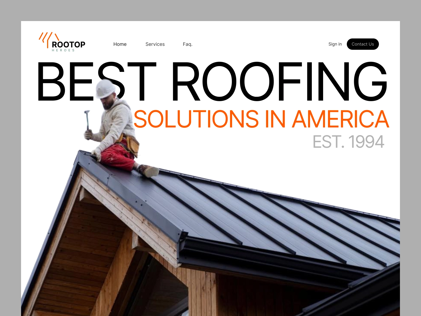 Roofing Solution Landing Page Design for Figma and Adobe XD - screen 1