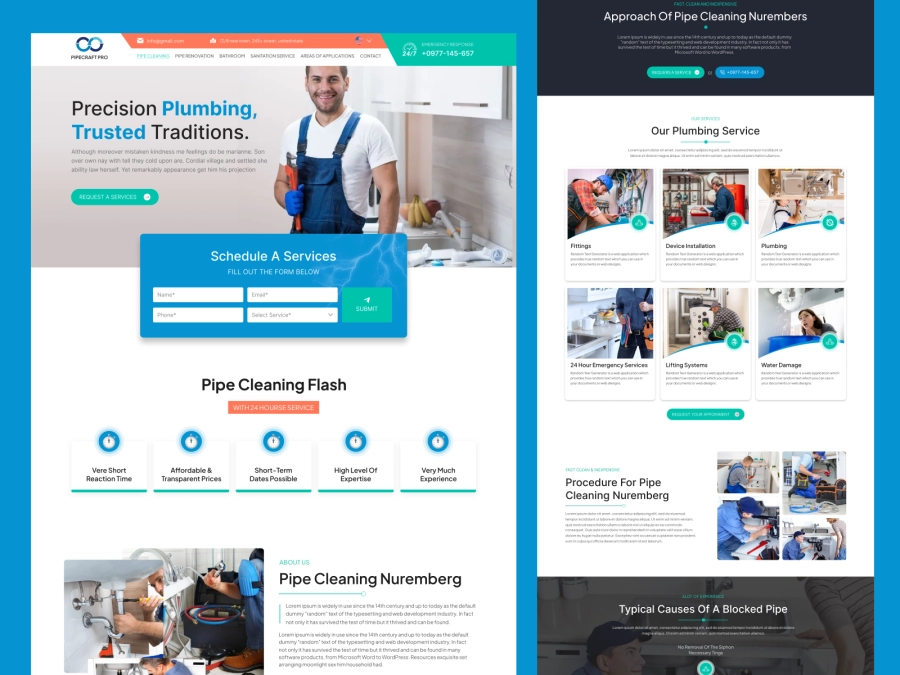 Download Pipecraft Plumbing Landing Page Design for Figma and Adobe XD