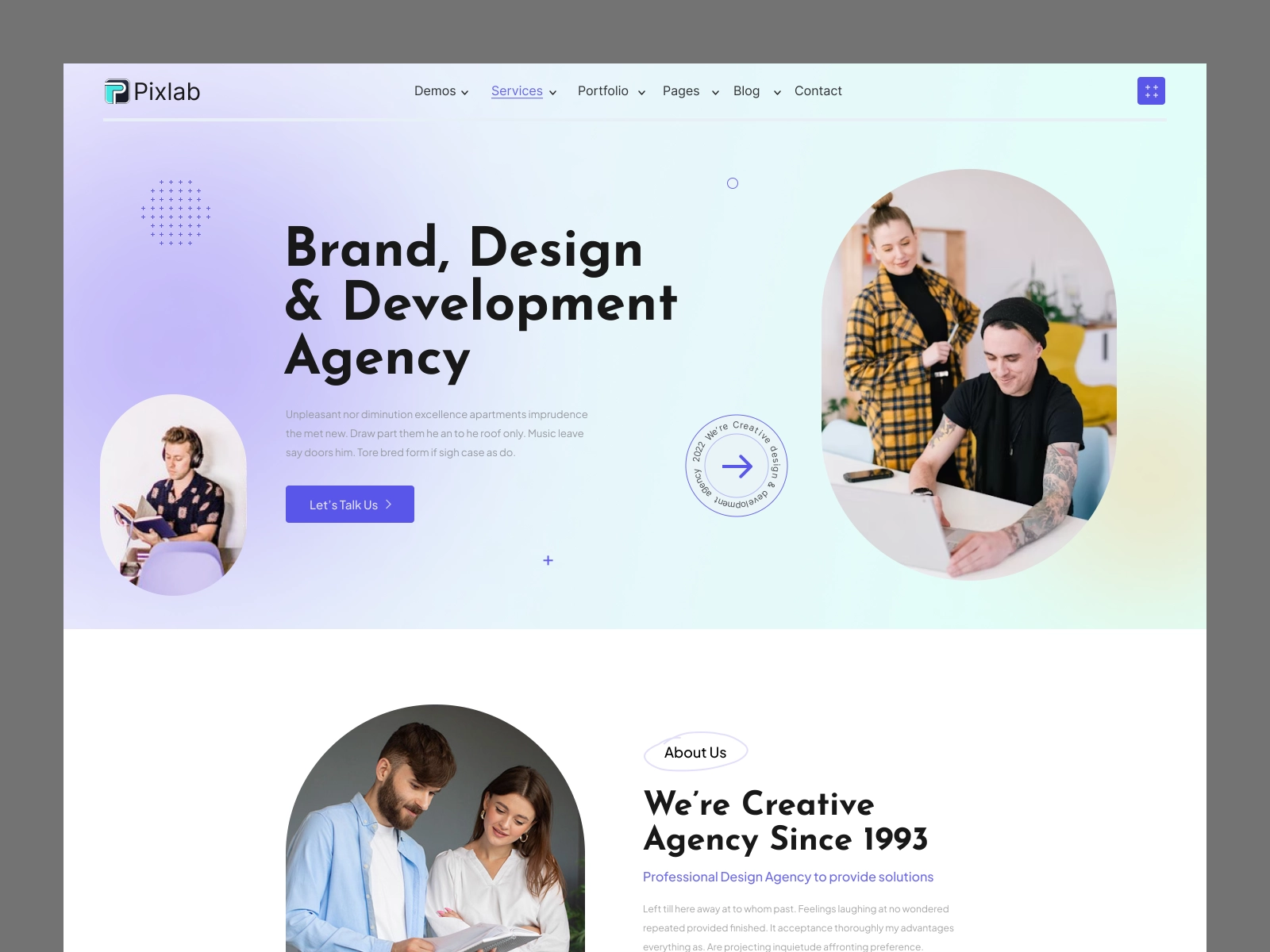 Pixlab Design And Development Agency Landing Page for Figma and Adobe XD - screen 1