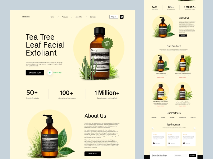 Download Aesop - Beauty Product Website Template for Figma and Adobe XD