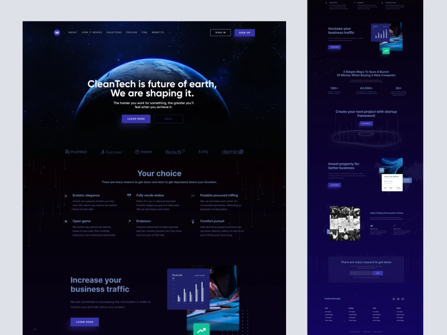 Download B2B - CleanTech Company Landing Page Exploration for Figma and Adobe XD