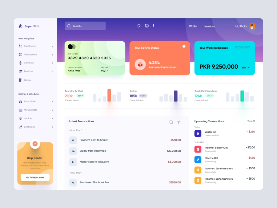 Download Banking Dashboard UI Concept for Figma and Adobe XD