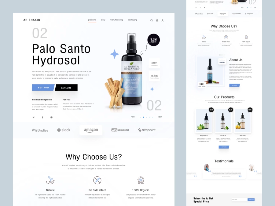Download Beauty Product Palo Santo Website Design for Figma and Adobe XD