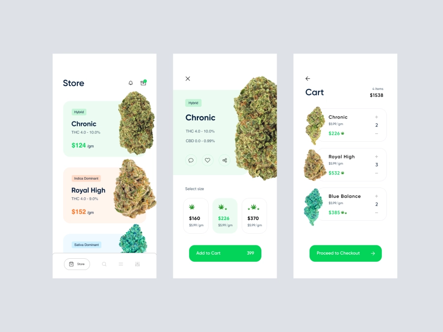 Download Cannabis Store mobile app for Figma and Adobe XD
