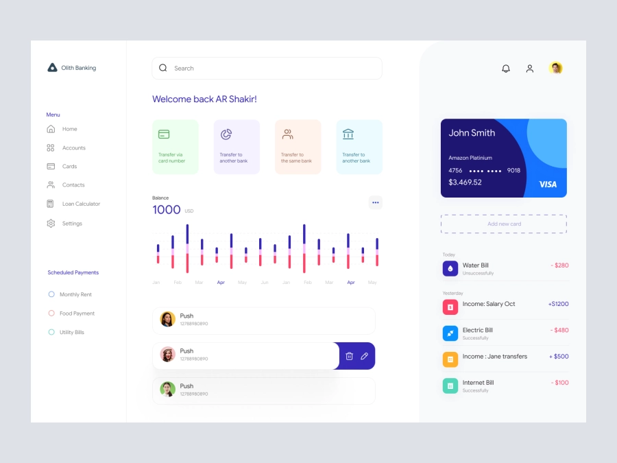 Download D - Banking Dashboard UI for Figma and Adobe XD