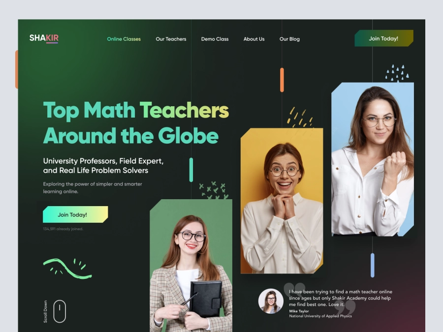 Download Educational Website Landing Page Hero Concept for Figma and Adobe XD