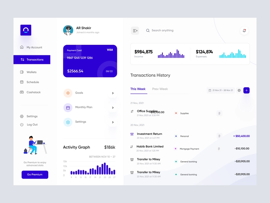 Download Finance Dashboard UI Concept for Figma and Adobe XD