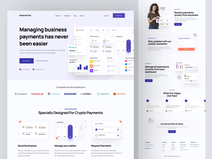 Download Finance Flow - Finance SaaS App Landing Page for Figma and Adobe XD