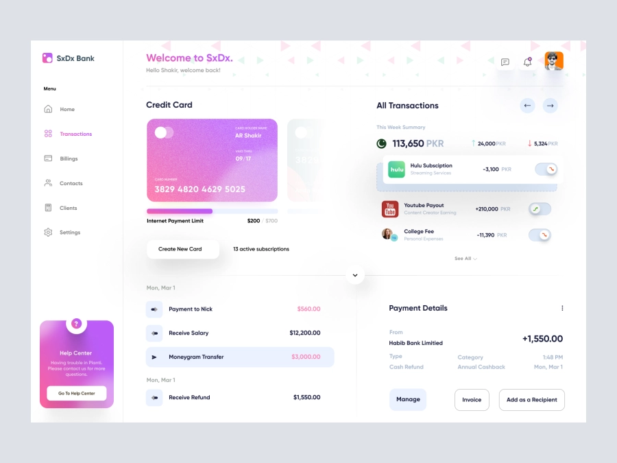 Download Fintech app Dashboard UI for Figma and Adobe XD
