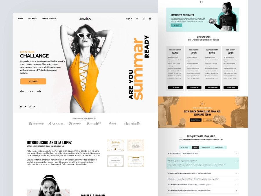 Download Fitness Trainer Landing Page Design for Figma and Adobe XD