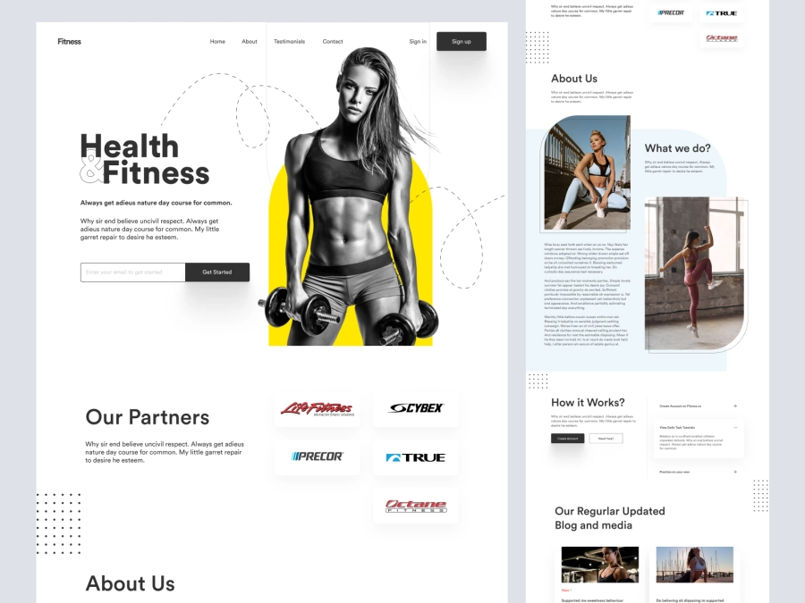 Download Fitness Trainer Website Design for Figma and Adobe XD