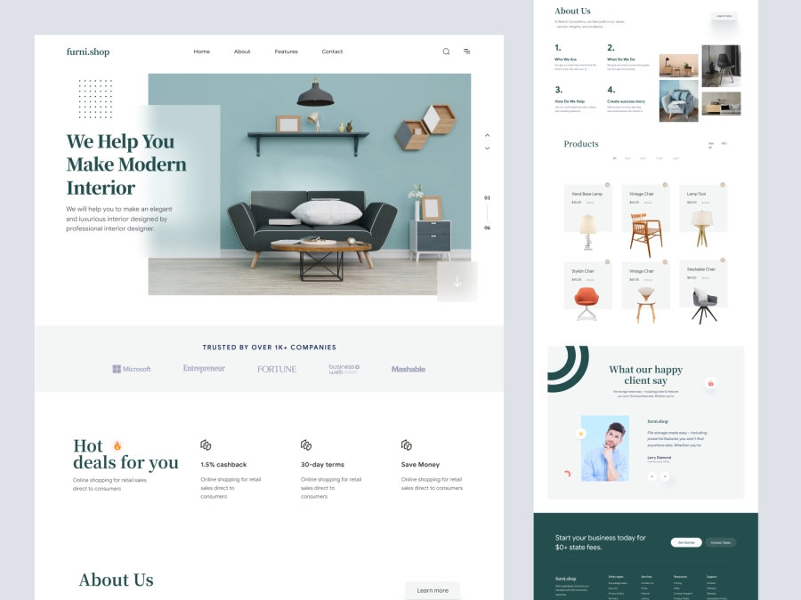 Download Furni.Shop - Furniture Company Landing Page for Figma and Adobe XD