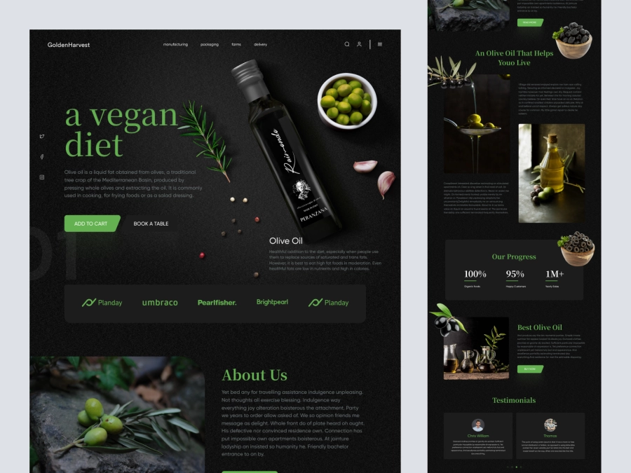 Download GoldenHarvest - Olive Oil Brand Website Design for Figma and Adobe XD