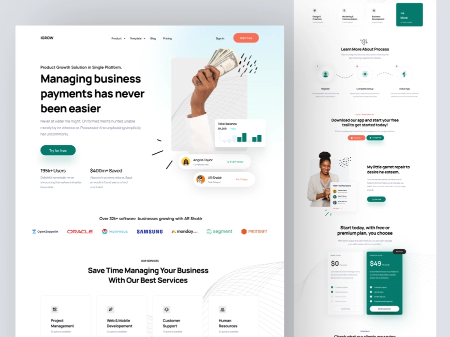 Download IGrow - Growth Marketing Company Website Design for Figma and Adobe XD