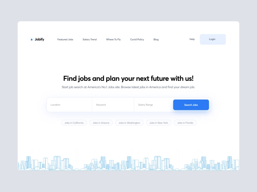 Download Job Search Landing Page Header for Figma and Adobe XD