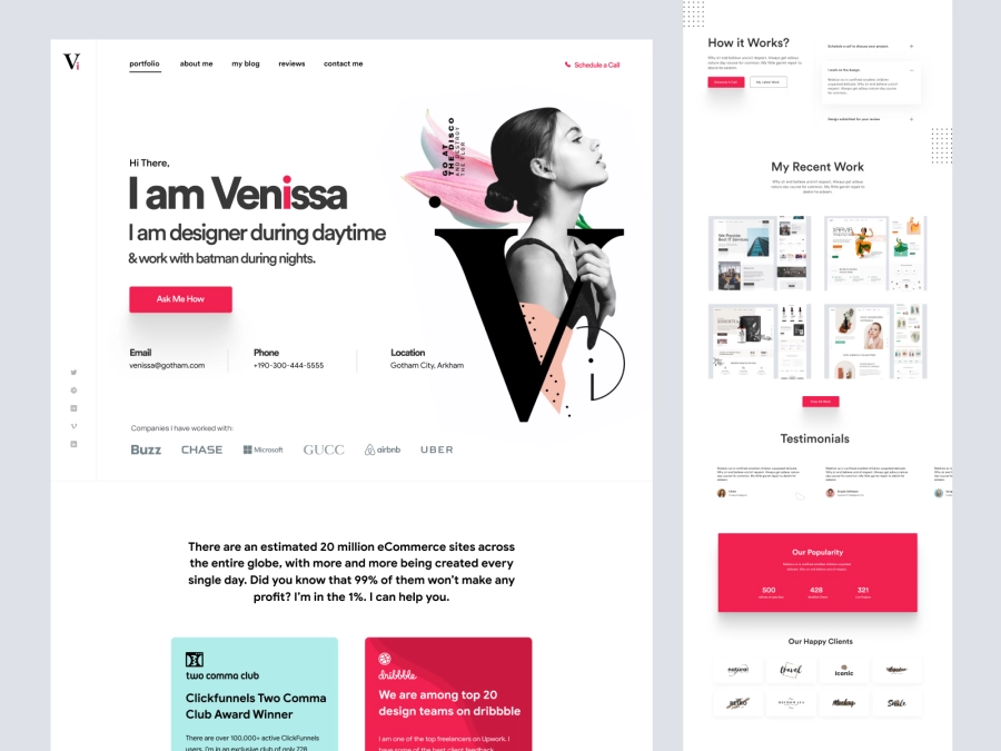 Download Landing page design for freelancer for Figma and Adobe XD