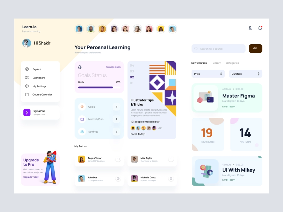Download Learning Dashboard for Figma and Adobe XD