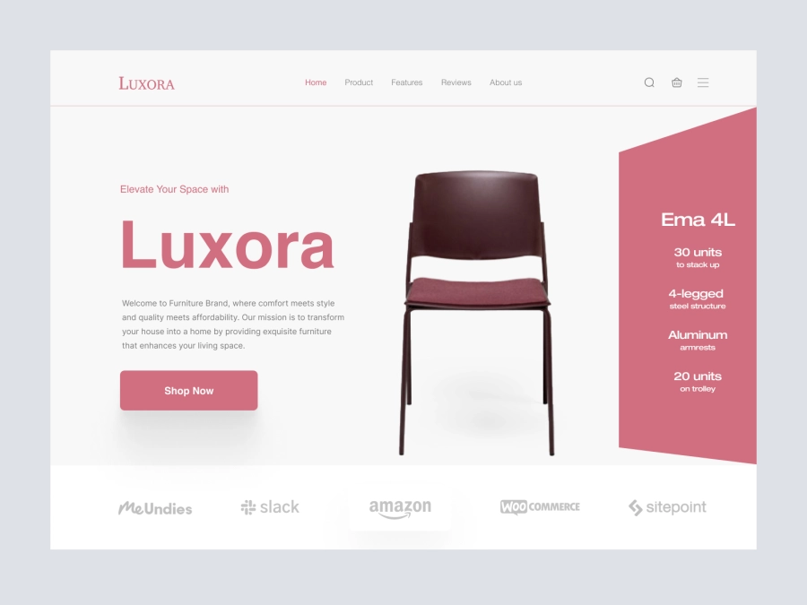 Download Luxora funiture - Hero Section for Figma and Adobe XD