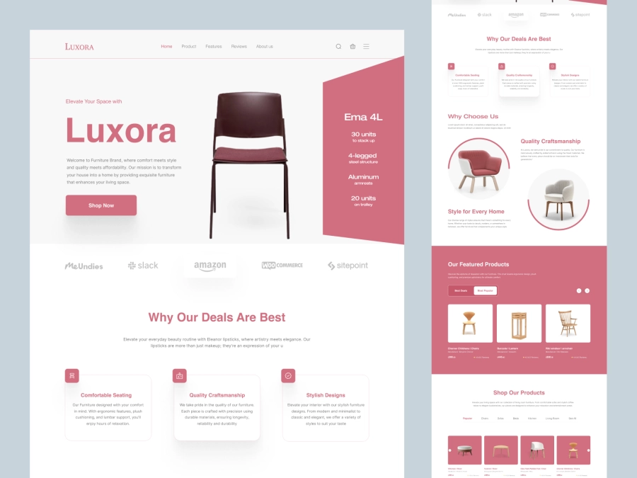 Download Luxora funiture Shopify Landing Page for Figma and Adobe XD