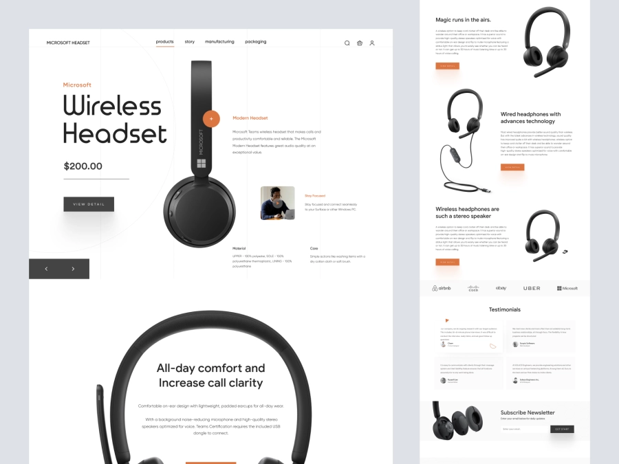 Download Microsoft Headphones - Landing Page for Figma and Adobe XD