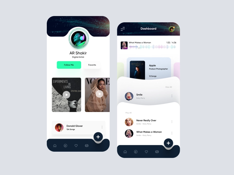 Download Music App UI - 2 Screens for Figma and Adobe XD