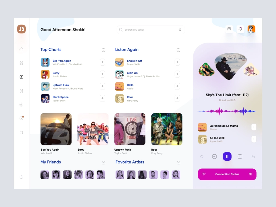Download Music Dashboard UI for Figma and Adobe XD
