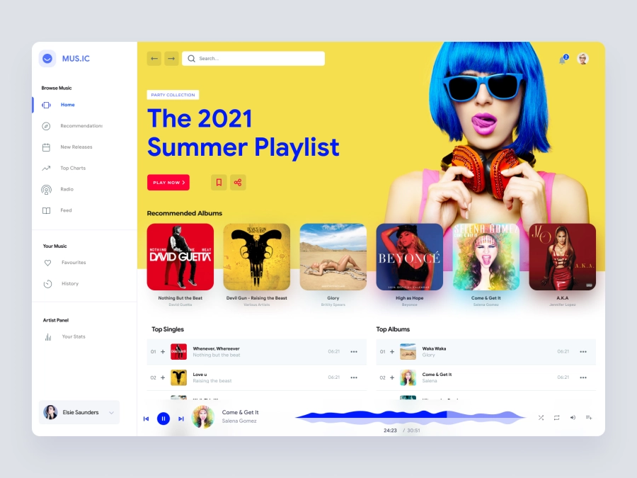 Download Music Web App UI Concept for Figma and Adobe XD